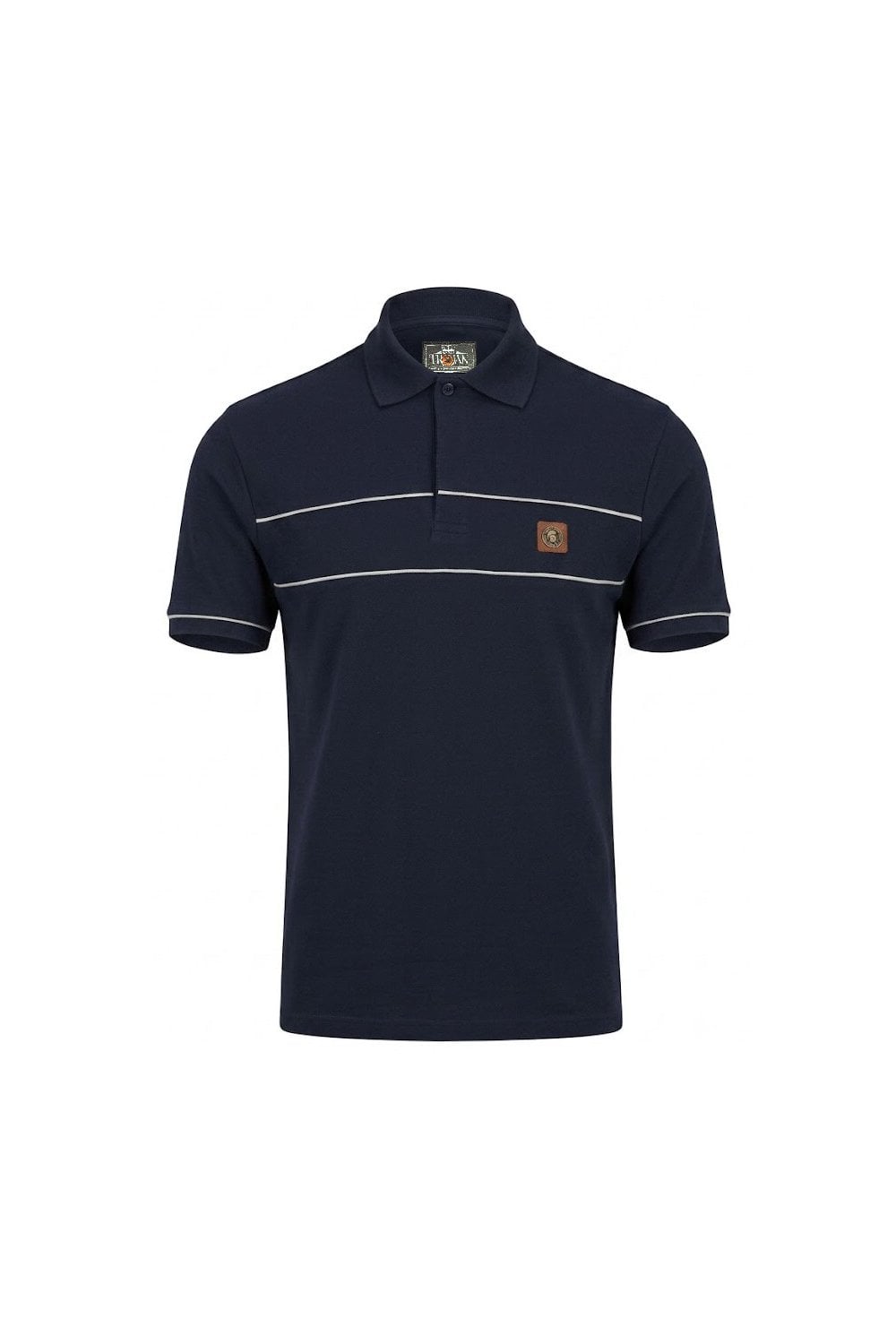 Trojan Records TR9127 Twin-Piped Plain Polo Shirt Navy Blue