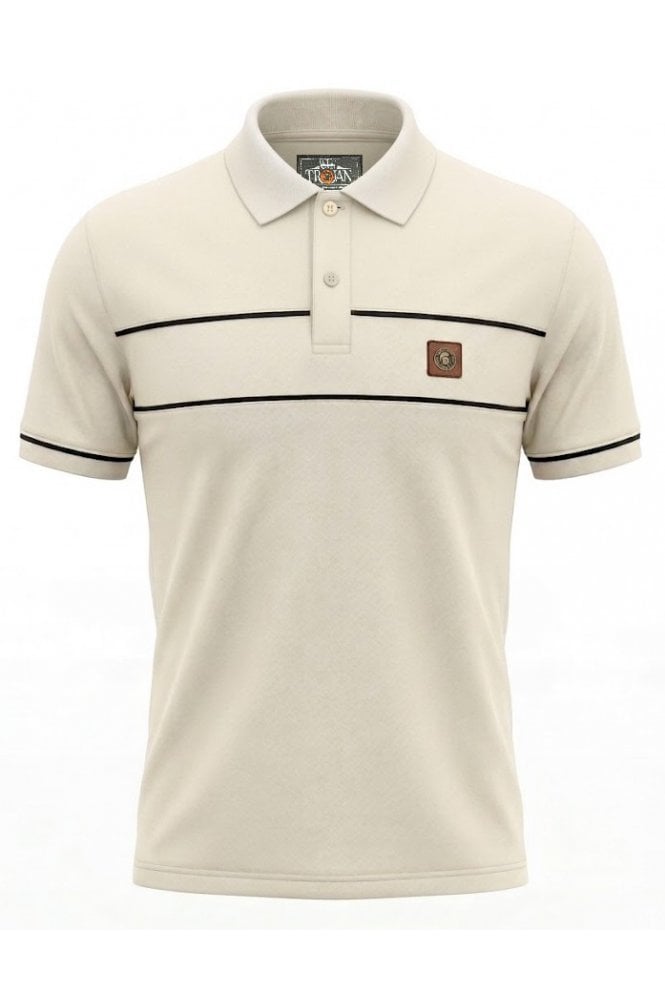 Trojan Records TR9127 Twin-Piped Plain Polo Shirt Ecru