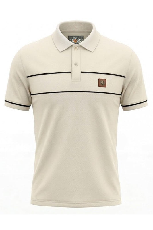 Trojan Records TR9127 Twin-Piped Plain Polo Shirt Ecru