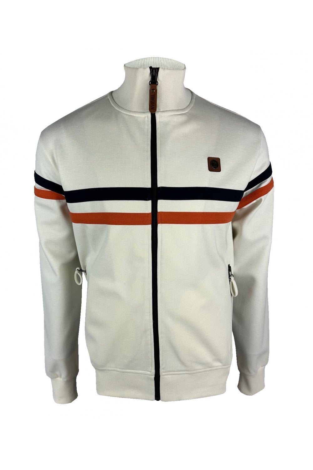 Trojan Records Men's TR8954 Twin Stripe Track Top Ecru