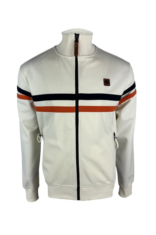 Trojan Records Men's TR8954 Twin Stripe Track Top Ecru