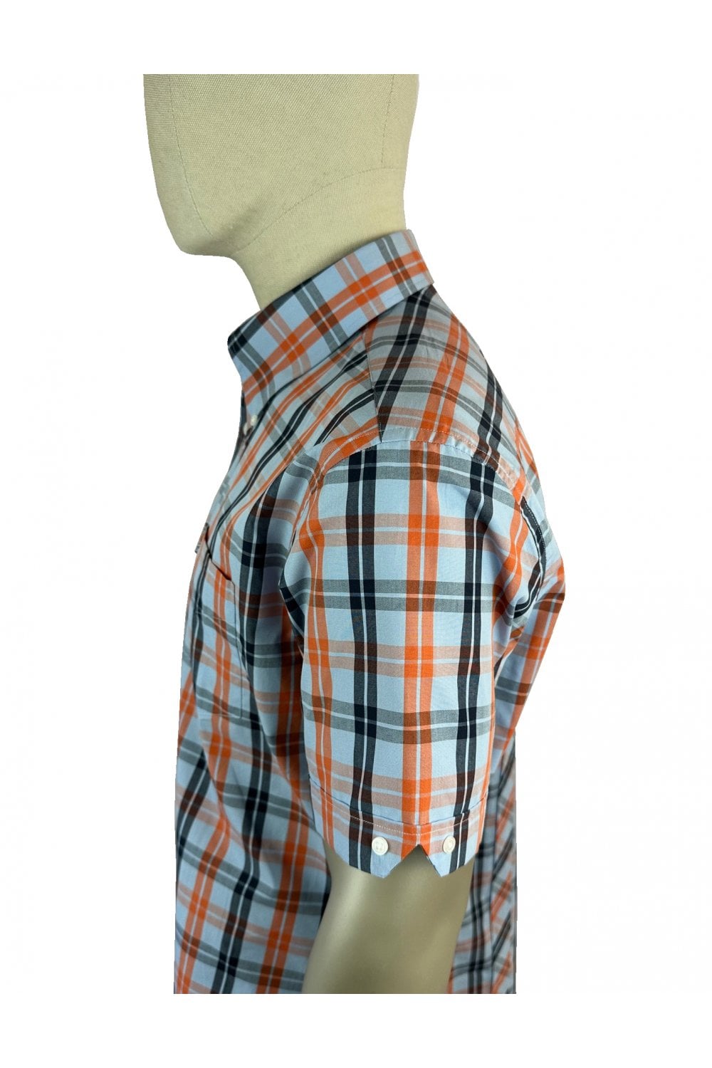 Trojan Records Men's TC1034 SS Windowpane Check Shirt Powder Blue