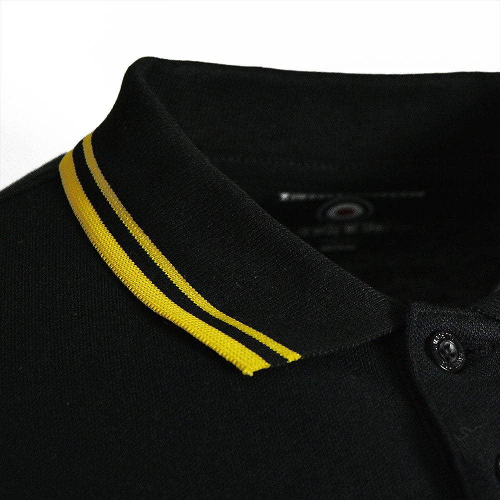 Lambretta Men's SS1608 Twin Tipped Polo Shirt Black Gold